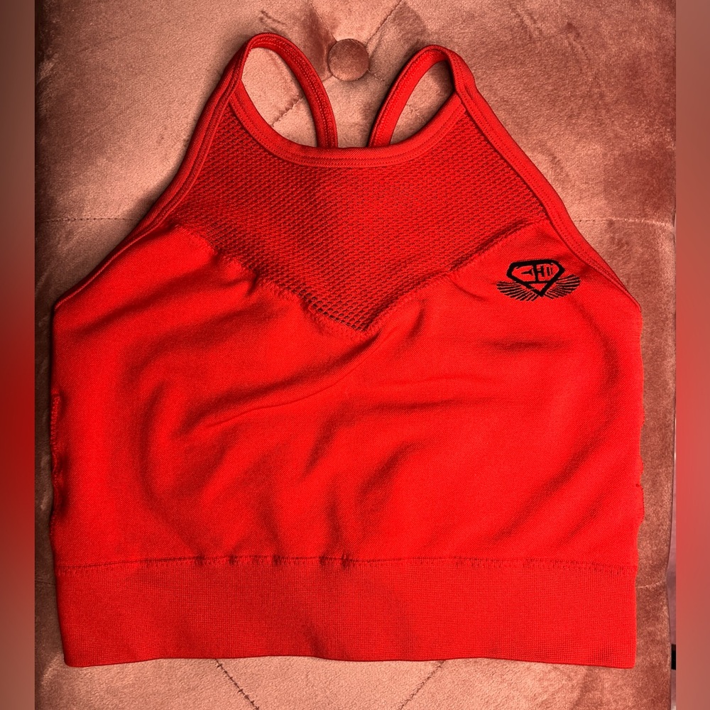 Red sports bra